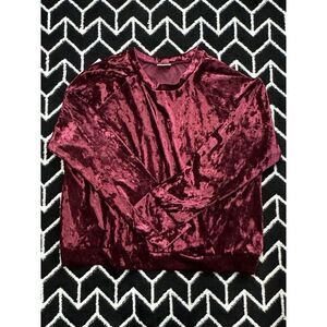 Three Bird Nest Burgundy Crushed Velvet Top Women's Large Whimsy Fairy‎ Holiday